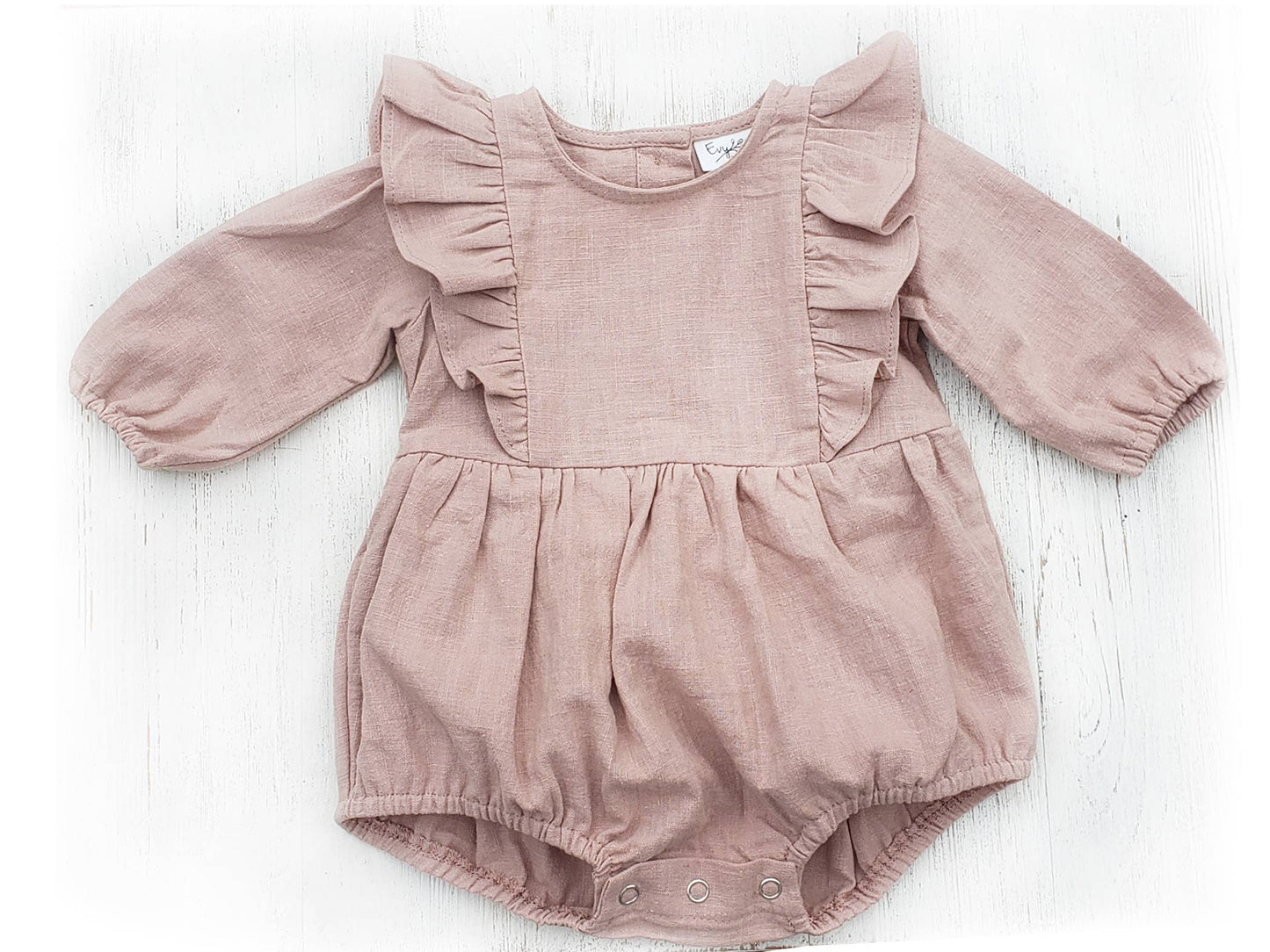Baby Girl Linen Romper Ruffled Sleeve Dressy Gabriella style