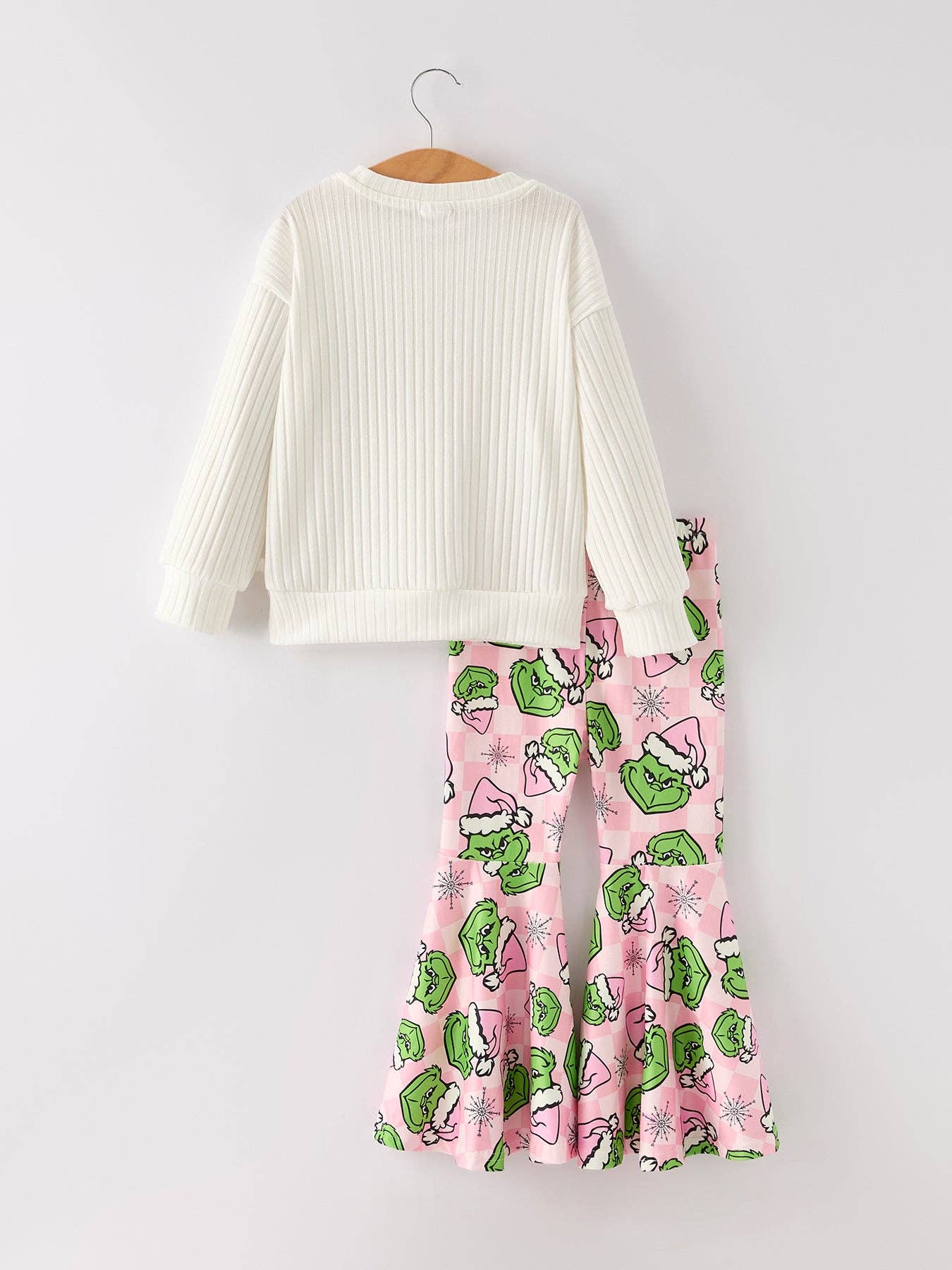 Christmas Print Top & Bell Bottom Pants Set for Kids | Holiday Fashion Outfit