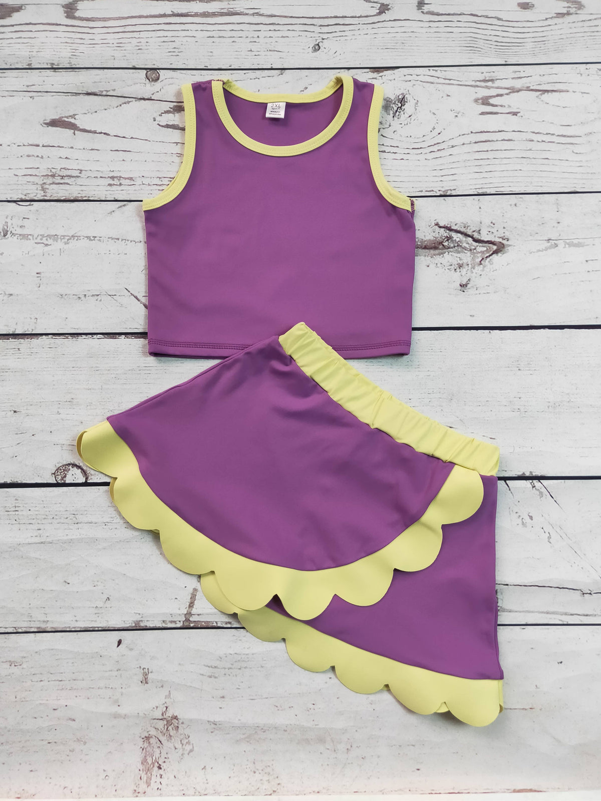 Kids Girls Purple Active Scallop Set
