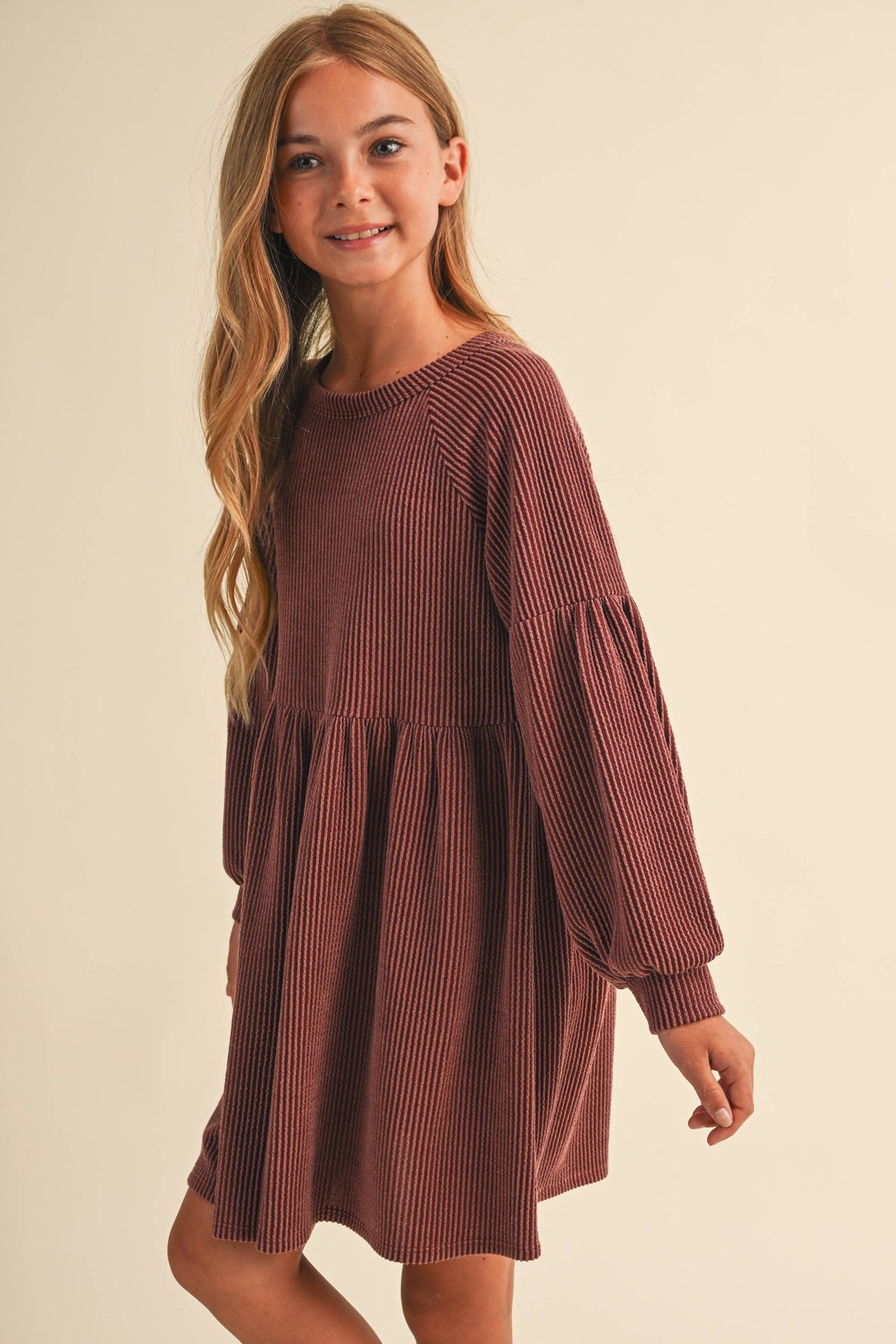 TWEEN KIDS GIRLS BABYDOLL KNIT DRESS (7-14)