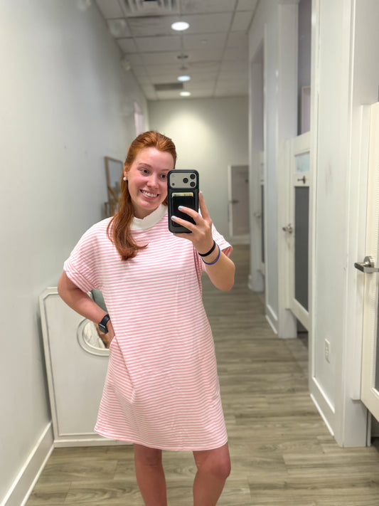 pink stripe dress
