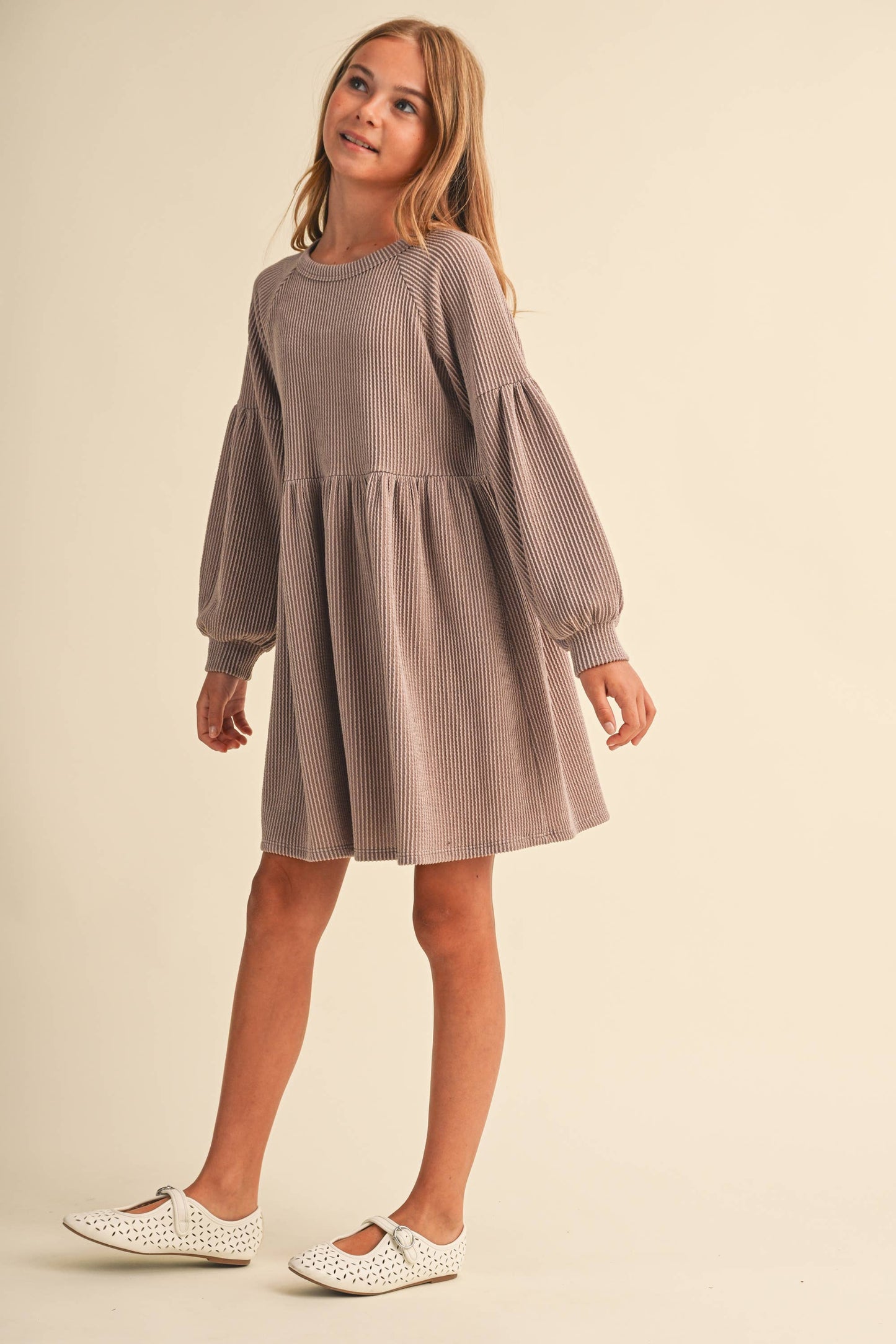 TWEEN KIDS GIRLS BABYDOLL KNIT DRESS (7-14)