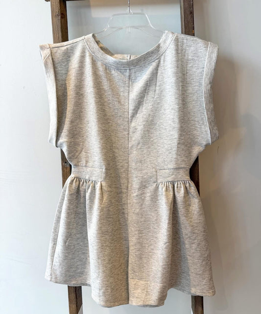 Scuba Open Back Romper- Heather Grey