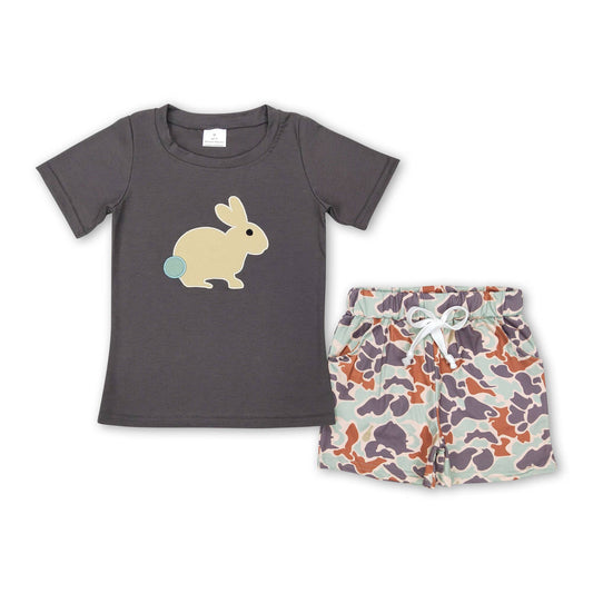 Rabbit cross embroidery camo kids boys easter clothes