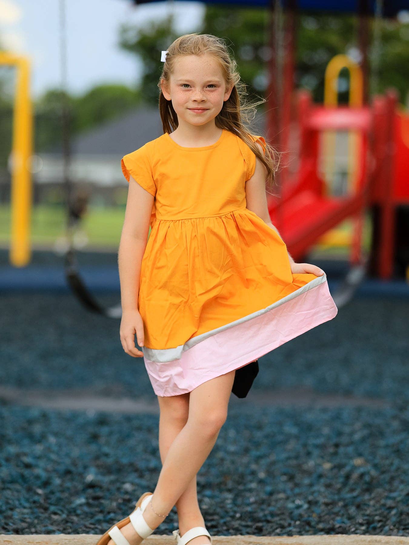 Back To School Pencil Girls Dress Color Block Bow Dress
