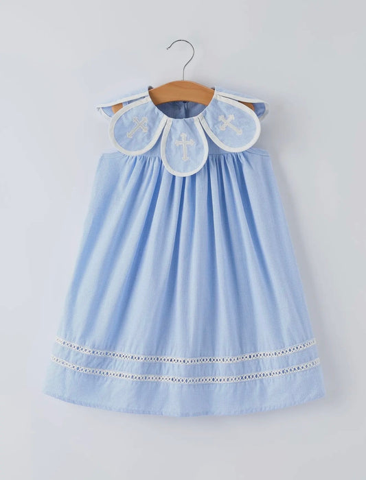 Blue petal Peter Pan girls dress