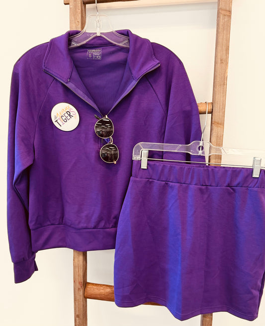 Purple tailgate top and skort set