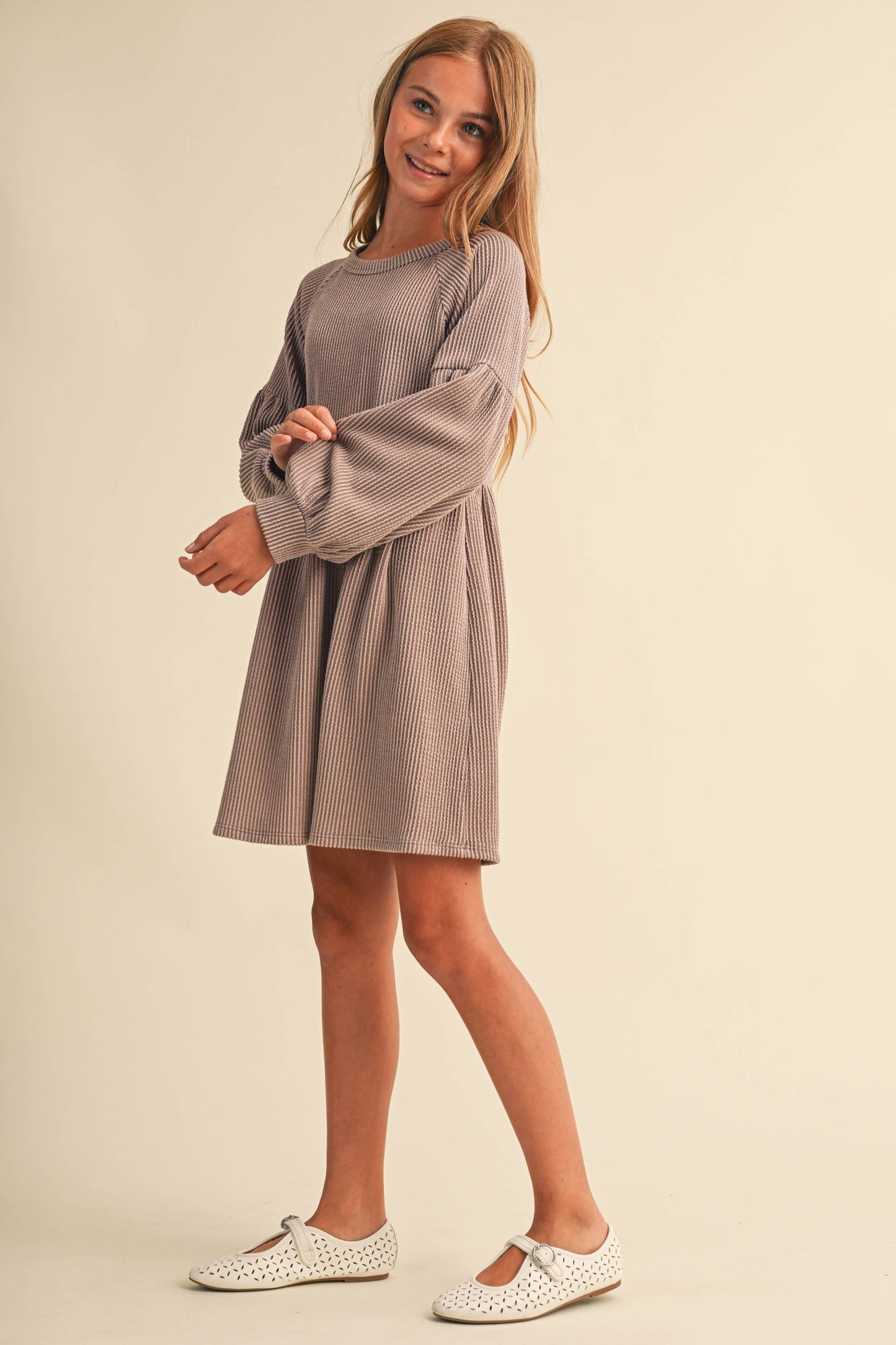 TWEEN KIDS GIRLS BABYDOLL KNIT DRESS (7-14)