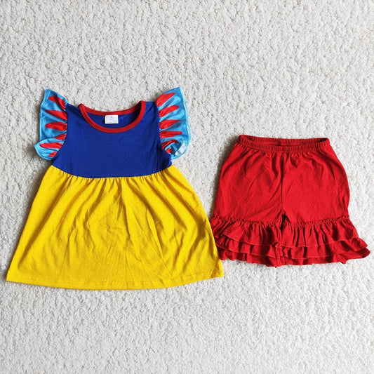 Snow exquisite ruffles soft shorts set