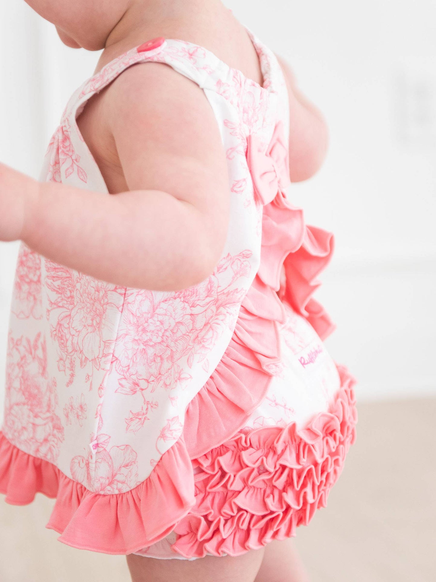 Baby Girls Bubblegum Pink Butterfly Garden Toile Knit Swing Top & Bloomer Set