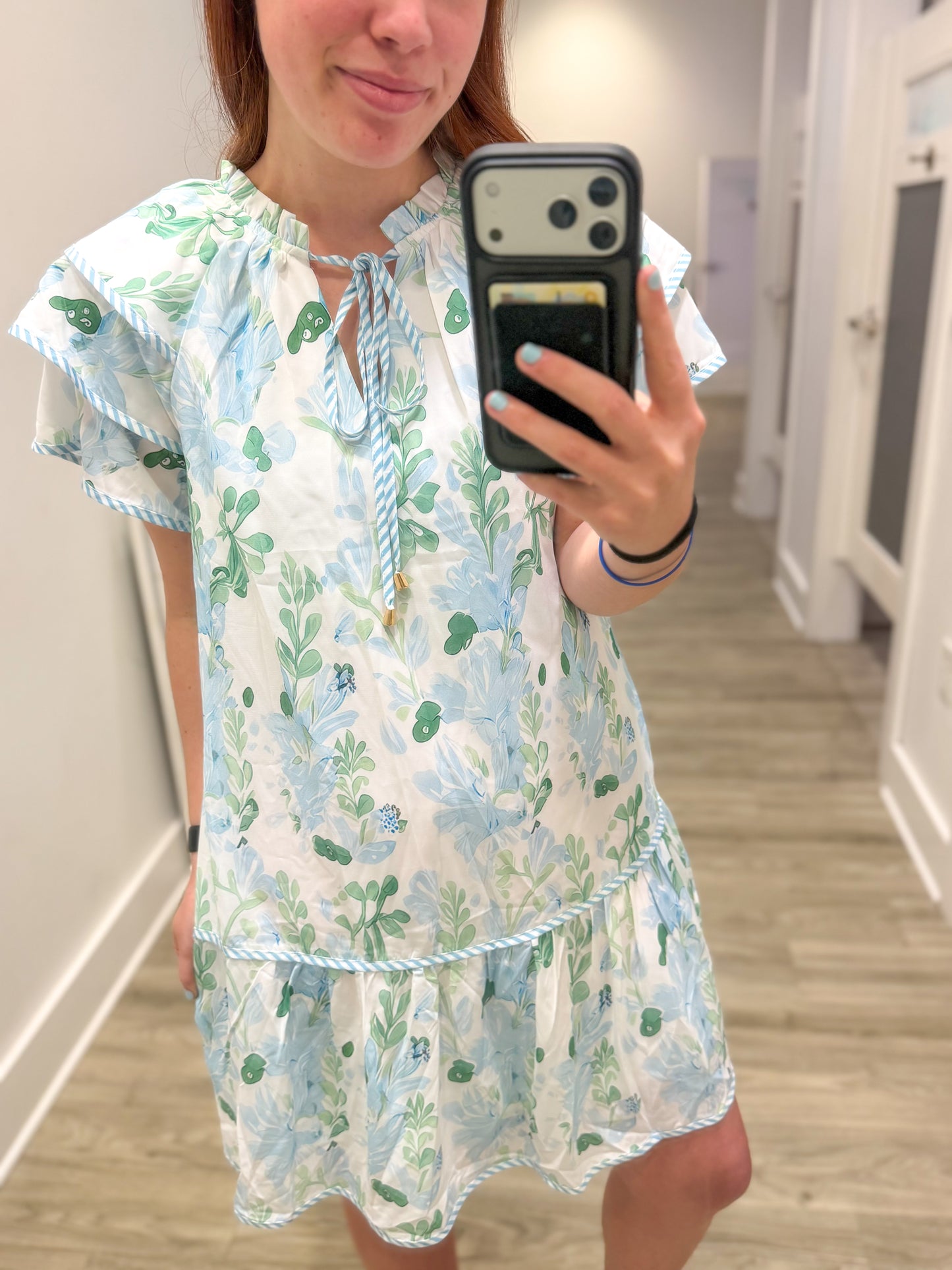 Blue and Green Sleeve Dress