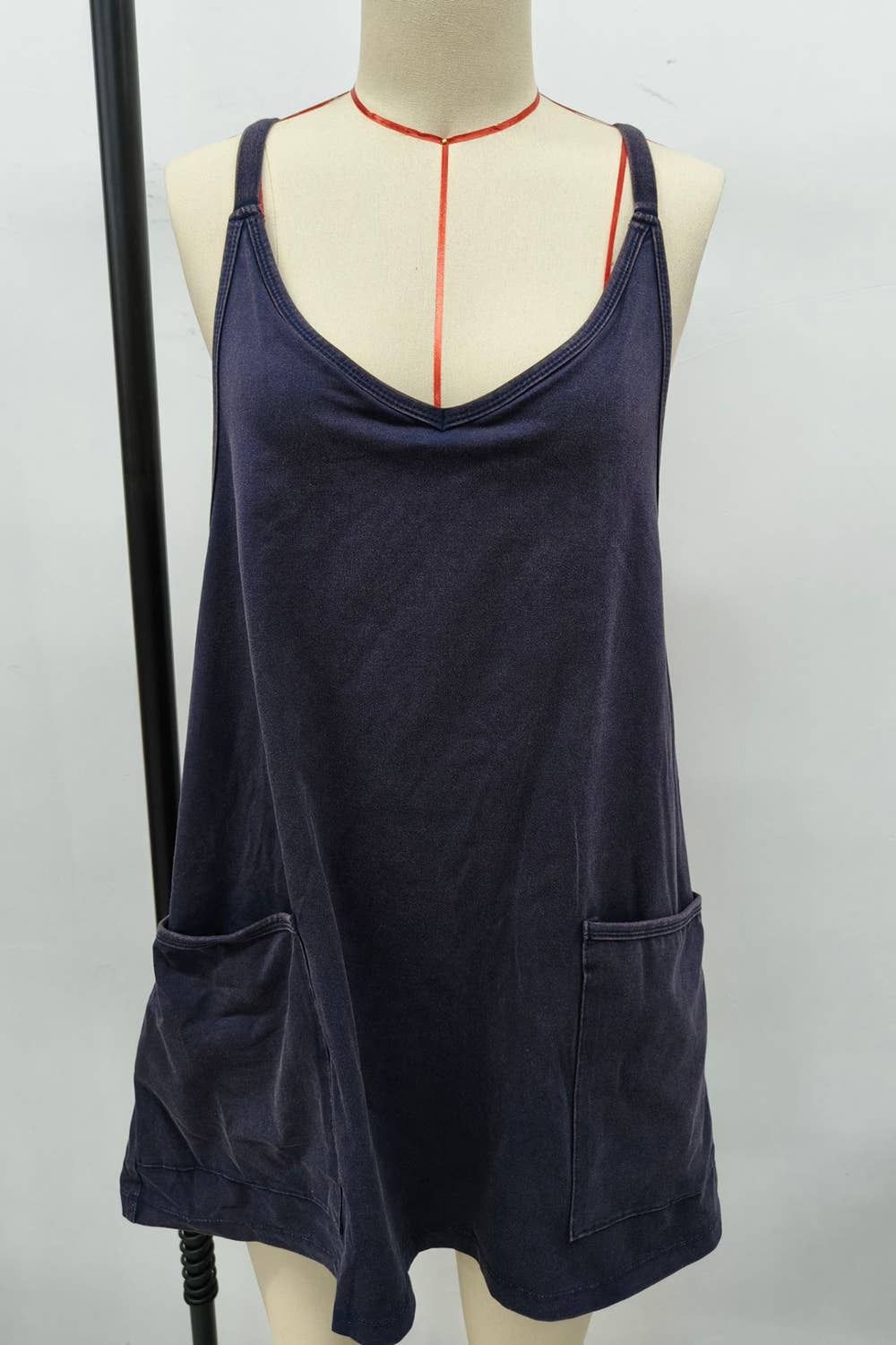 Washed Sporty Mini Dress W Built in Romper Lining