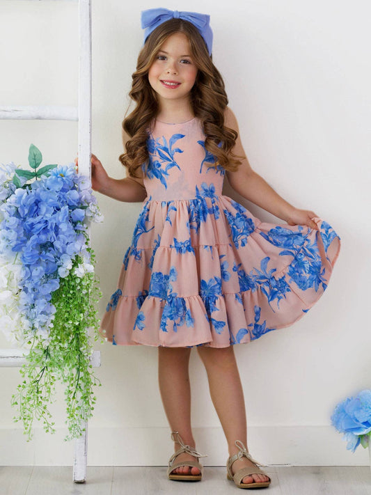 Boho Blossom Floral Print Tank Tiered Dress