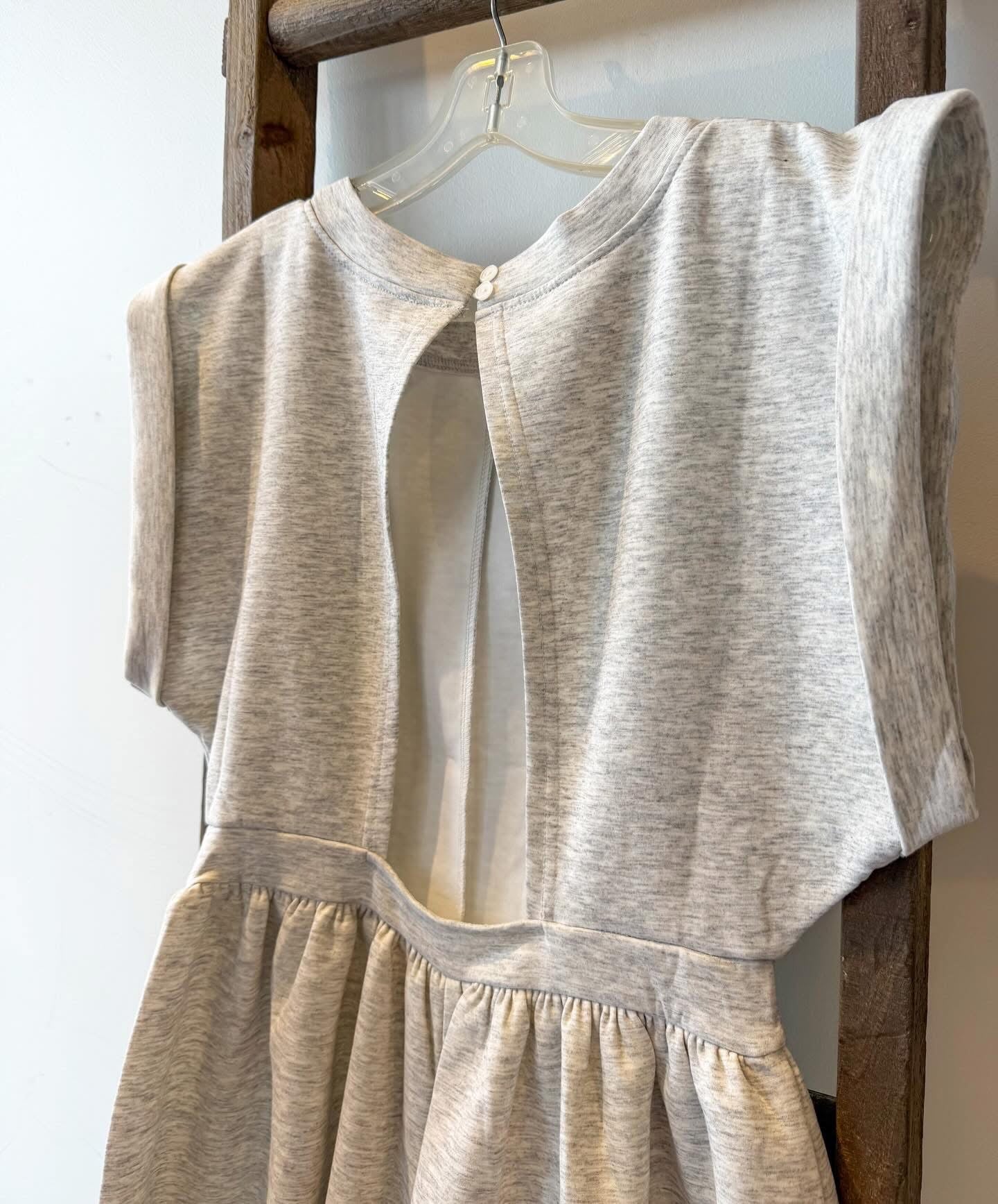 Scuba Open Back Romper- Heather Grey