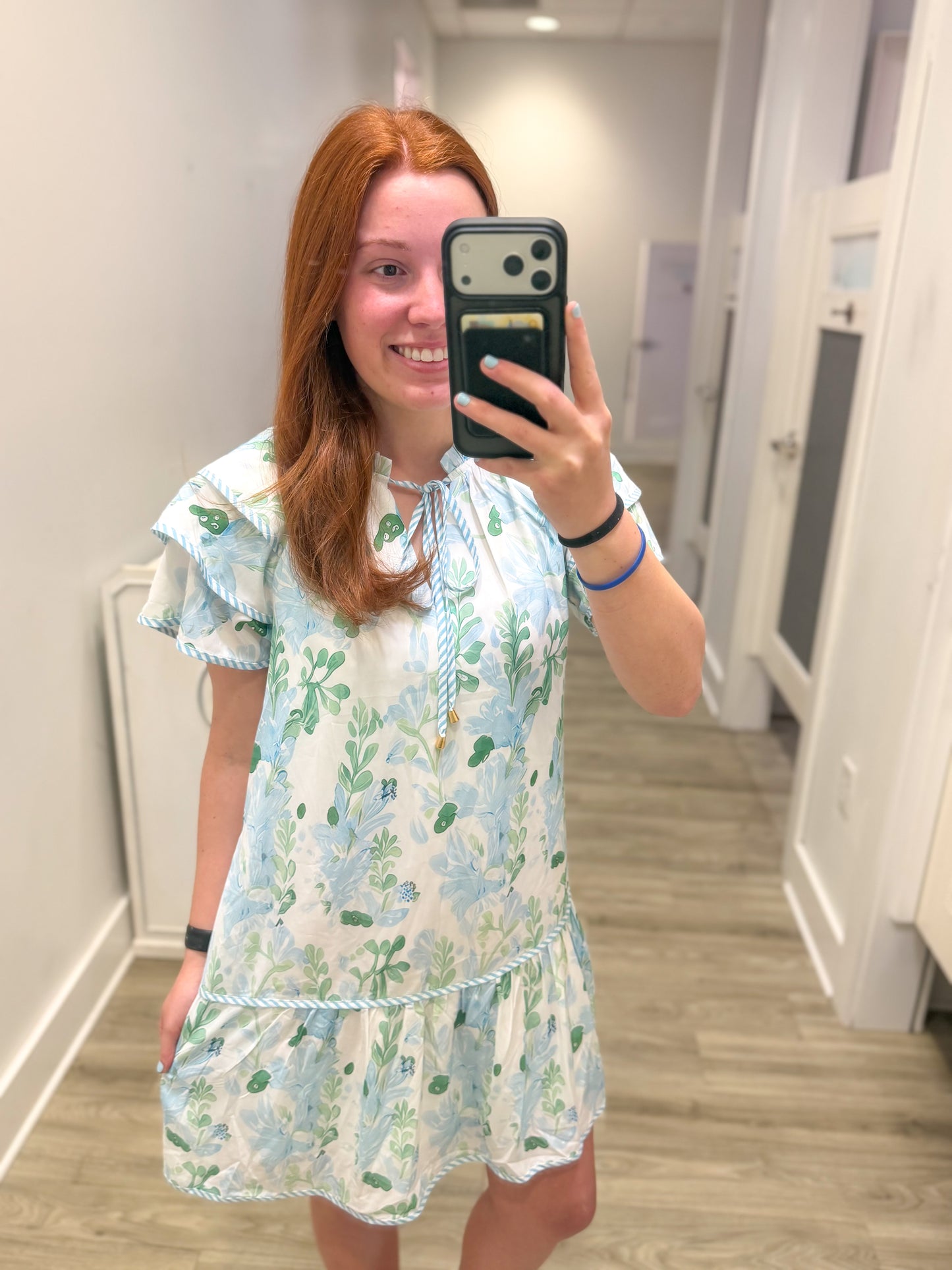 Blue and Green Sleeve Dress