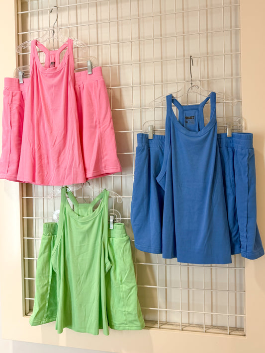Pink tank short set