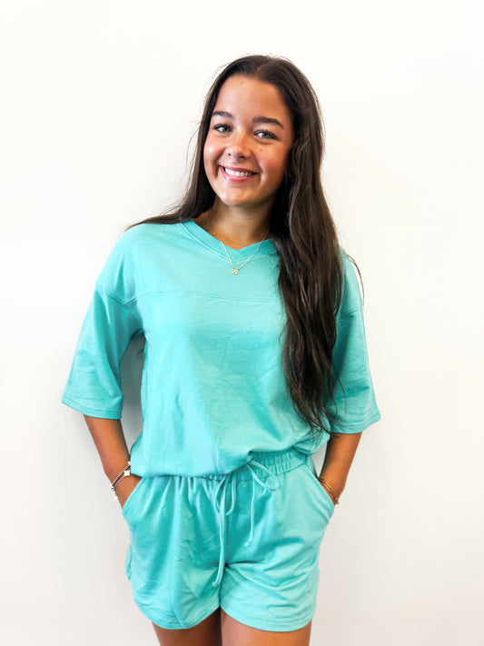 Green Varsity Tee Simple Set