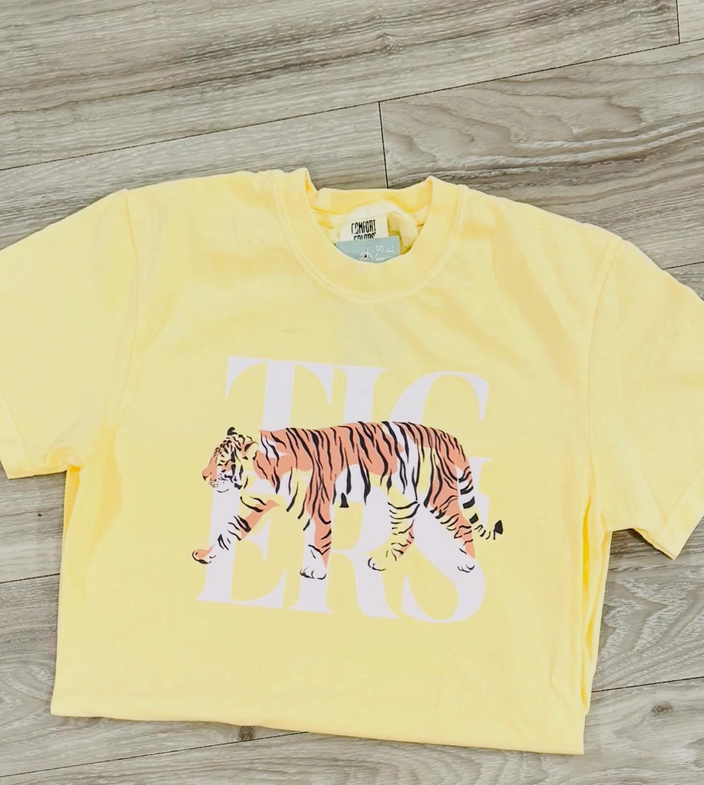 Tigers- walking-yellow- cc tshirt