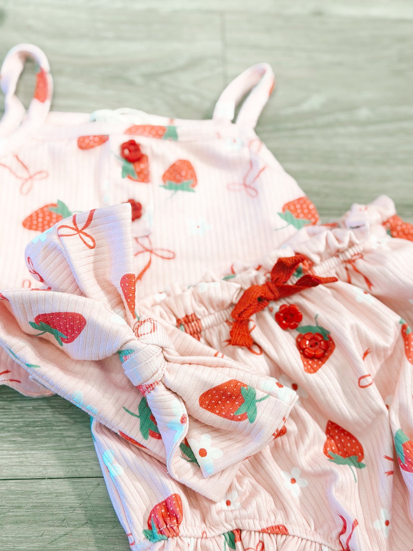 Strawberry infant set with headband