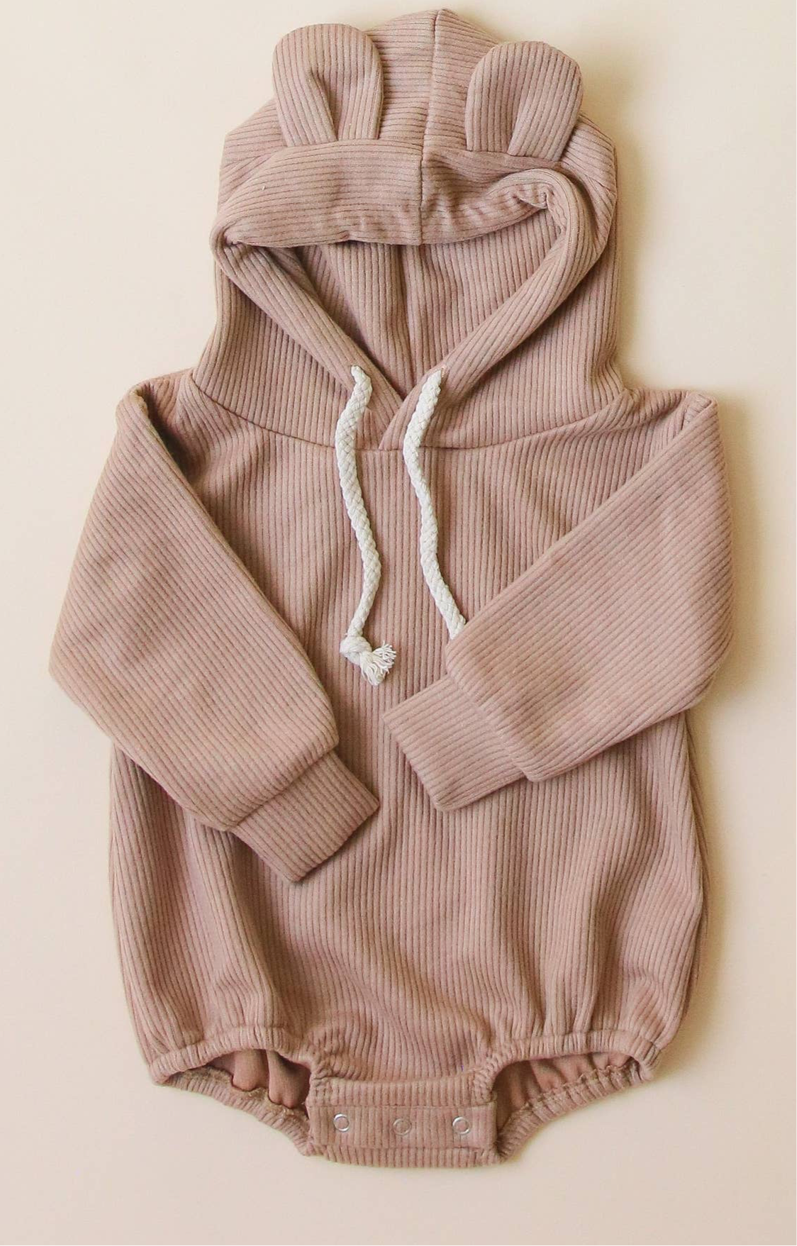 Ribbed Bear Hood Romper