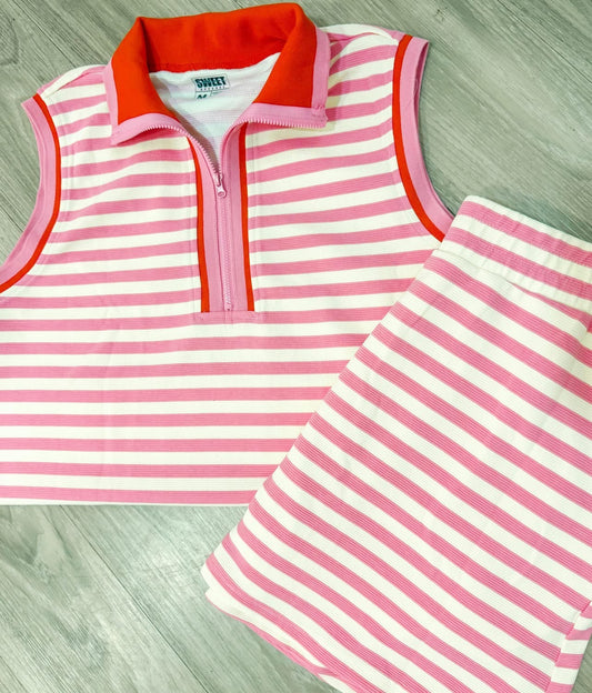 Pink and White Skort Set