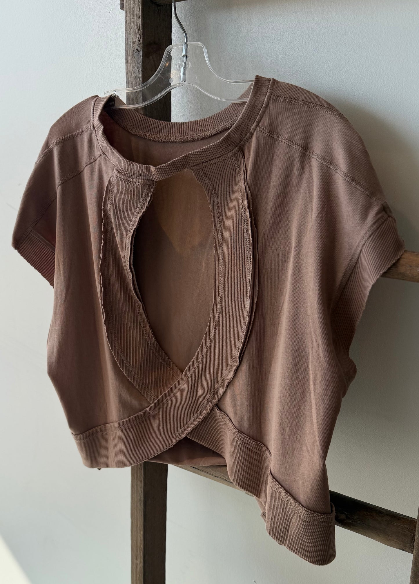Flow Open Back Tee- Taupe