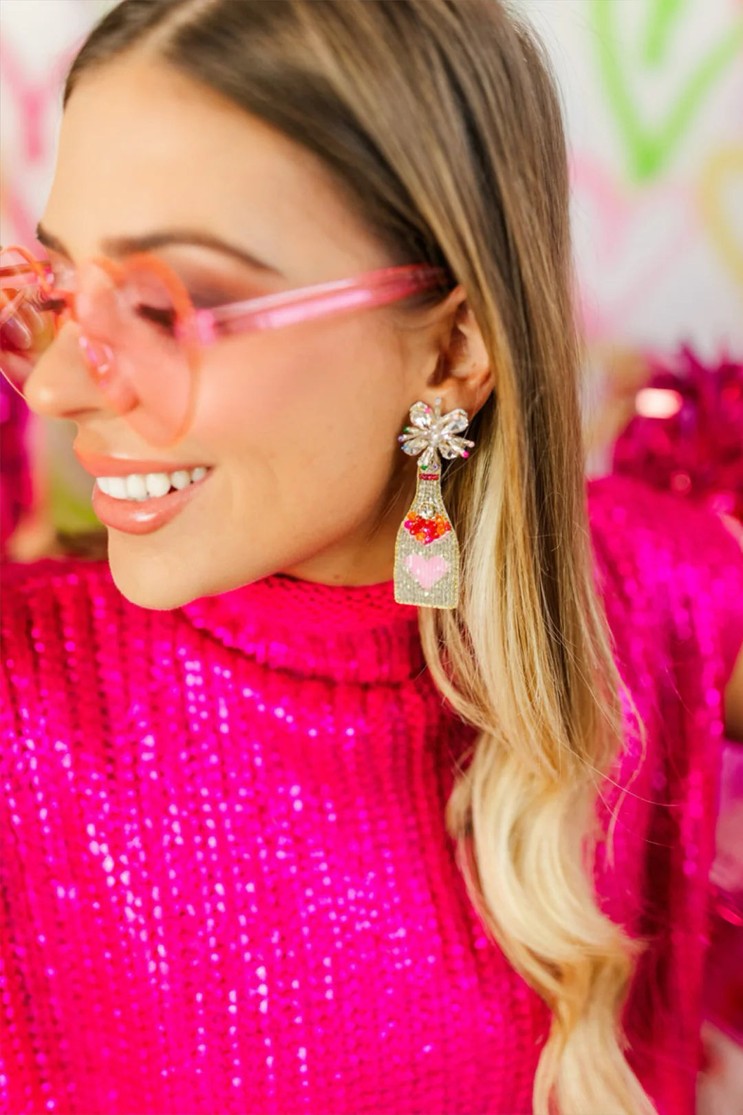 Taylor Shaye Beaded Heart Bottle Earrings