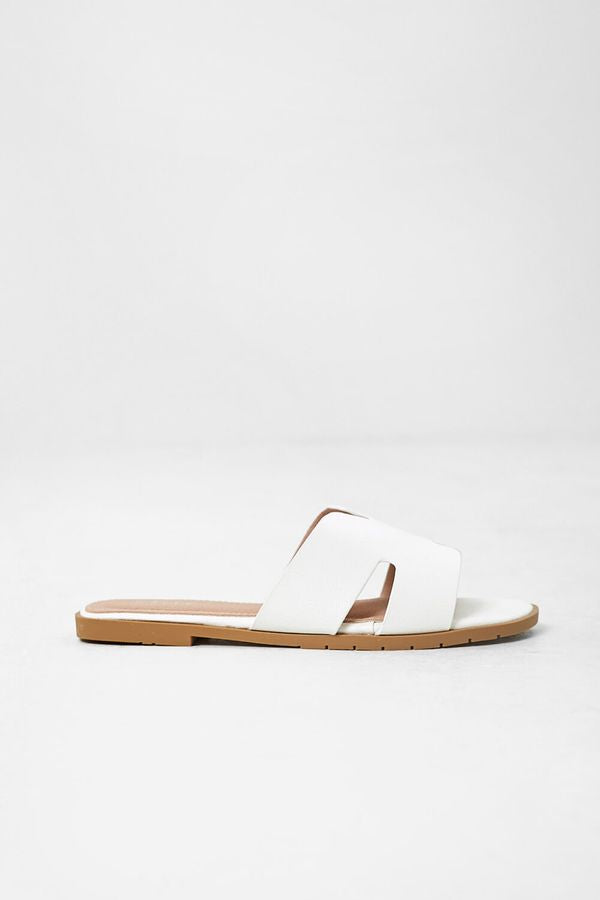 Ladies H Strap Sandal White