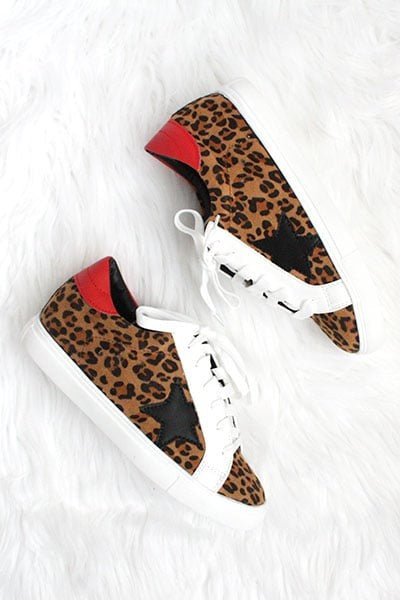 Ladies Leopard Star Sneaker