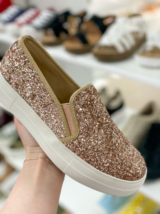 Ladies Glitter Gold Sneaker