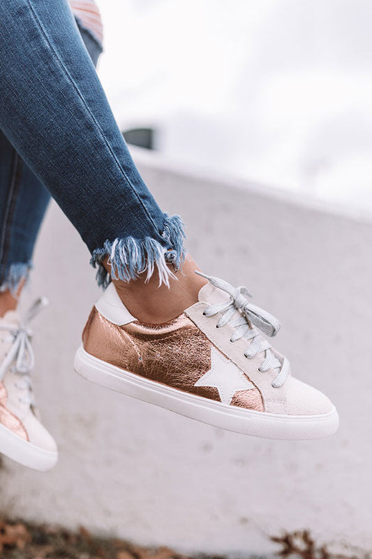 Ladies Rose Gold Star Sneakers