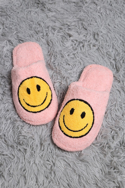 Adult Pink Smiley Slippers