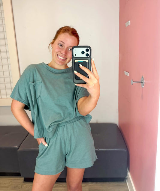 Boxy Top And Shorts Set- Jade
