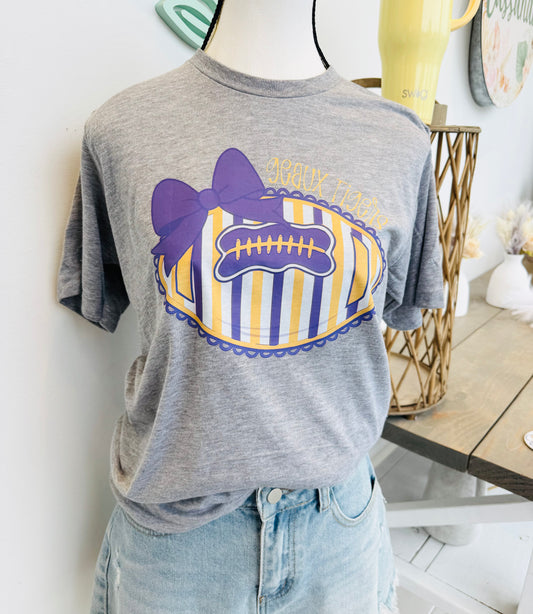 Striped Football Bow