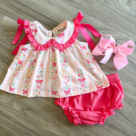 Pink and White Floral Bloomer Set