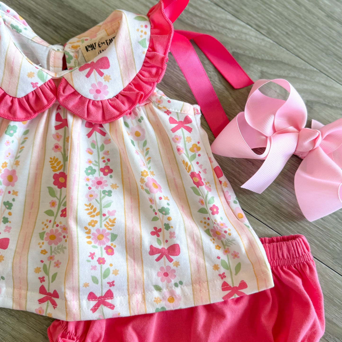 Pink and White Floral Bloomer Set
