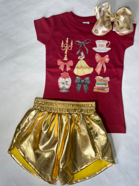 Maroon "beauty and the beast" inspired shirt