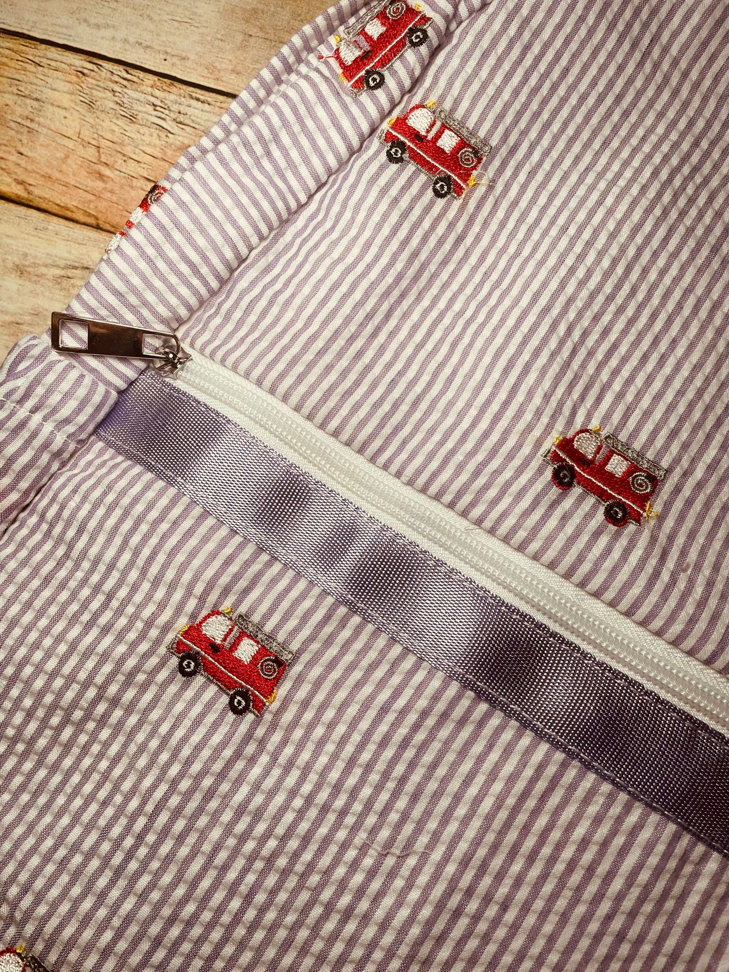 Purple Firetruck Book Sack