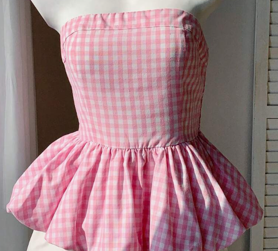 Strapless Pink Gingham Top