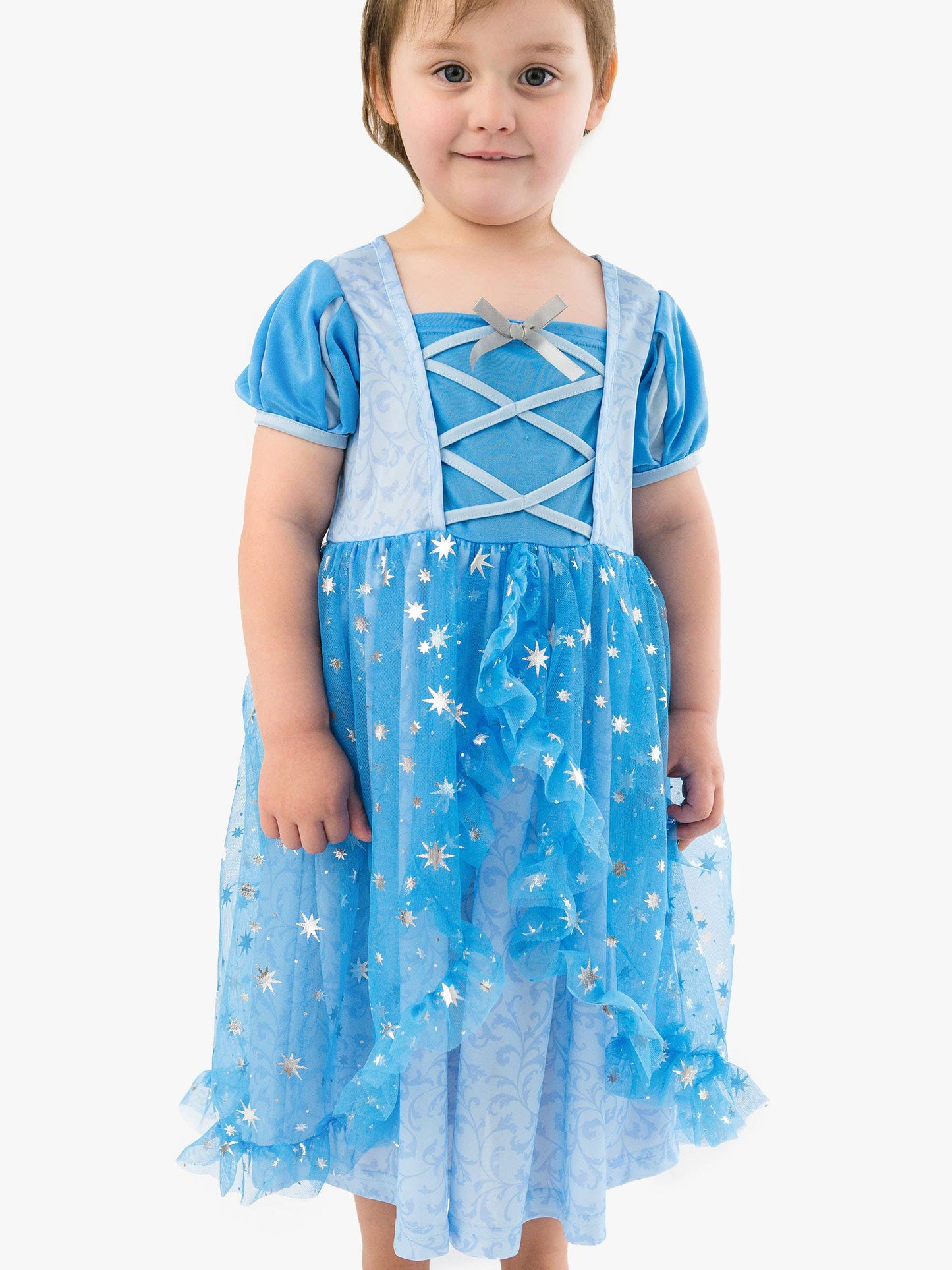 SoftSnooze™ Girls Crystal Blue Princess Bow Dress-Up Nightgown