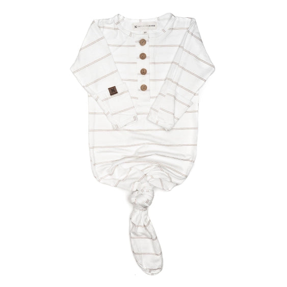 Gender Neutral Knotted Baby Gown- Black And White Stripe