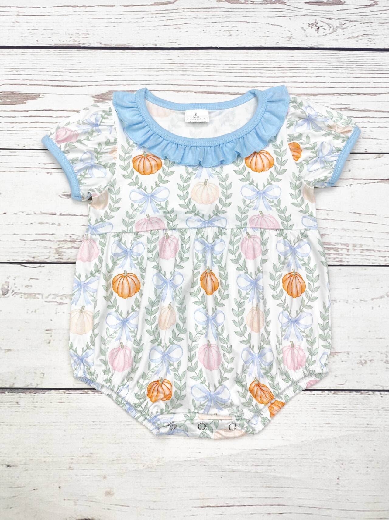 Baby Bow Pumpkin Bubble With Ruffle