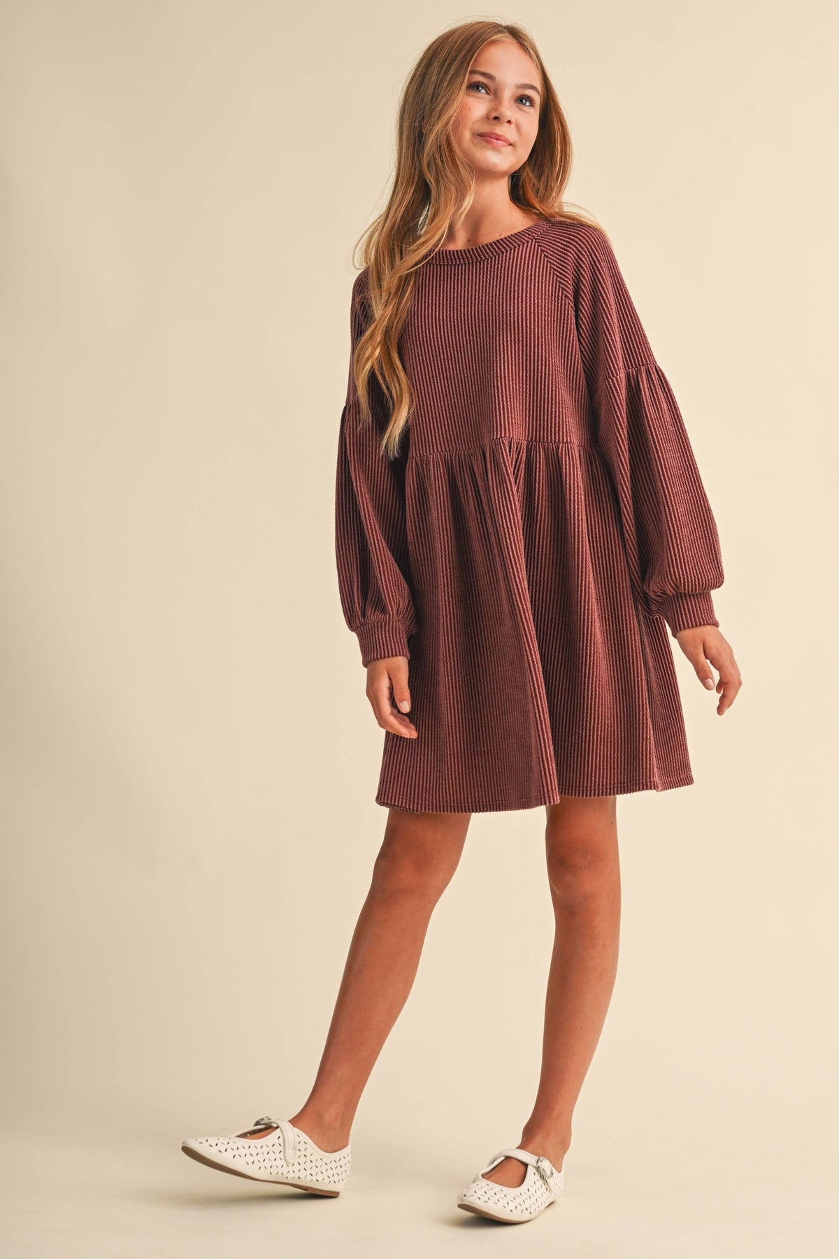 TWEEN KIDS GIRLS BABYDOLL KNIT DRESS (7-14)