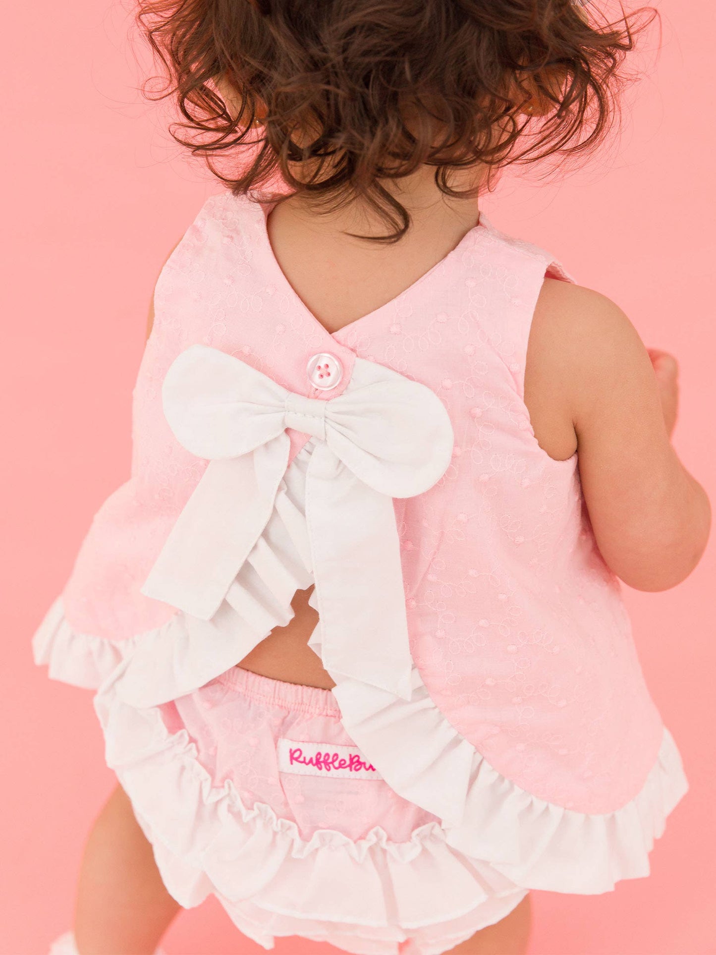 Baby Girls Pink & White Swiss Dot Swing Top & Bloomer Set