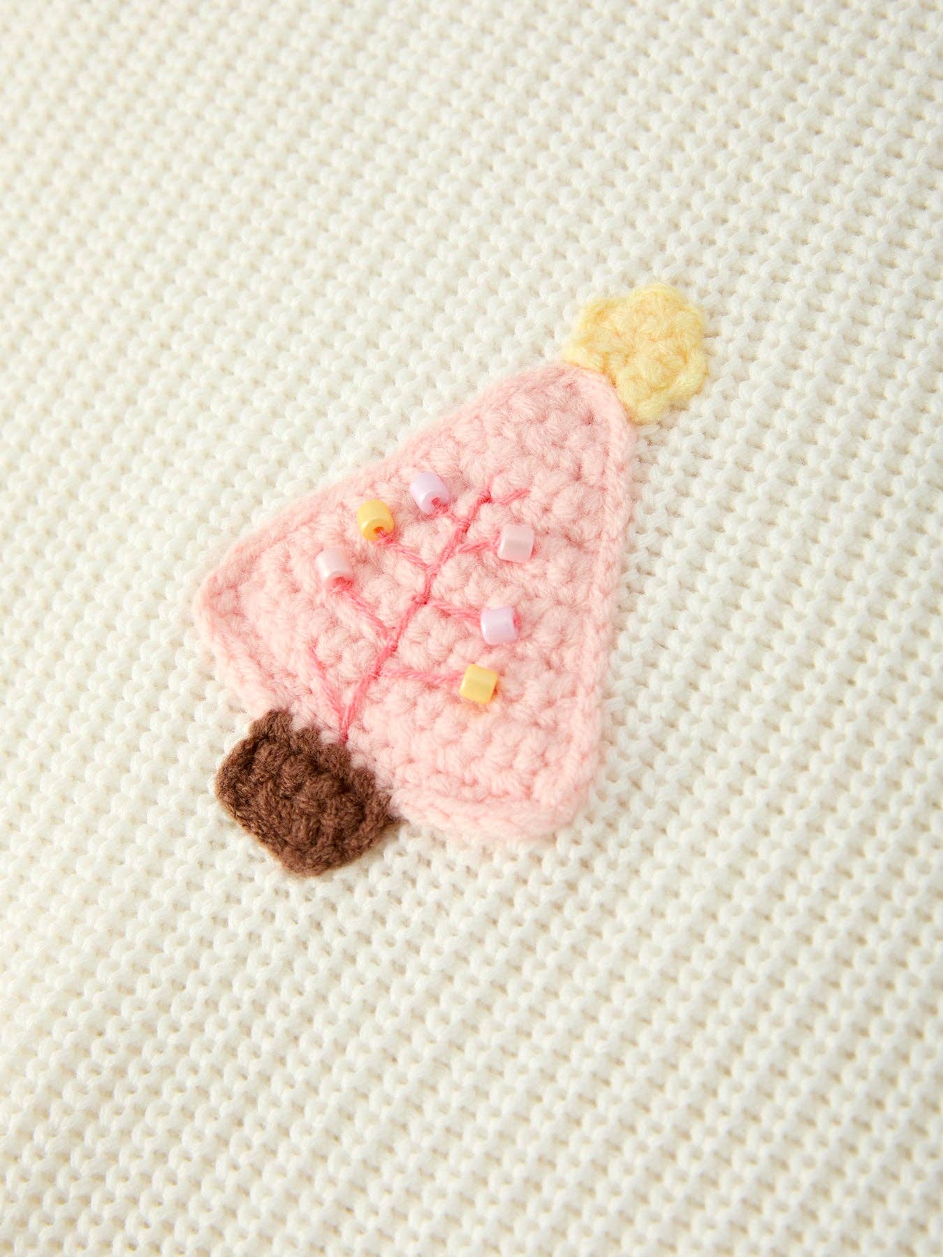 Winter Cute Christmas Tree Sweater: Pink Christmas Tree Embroidery