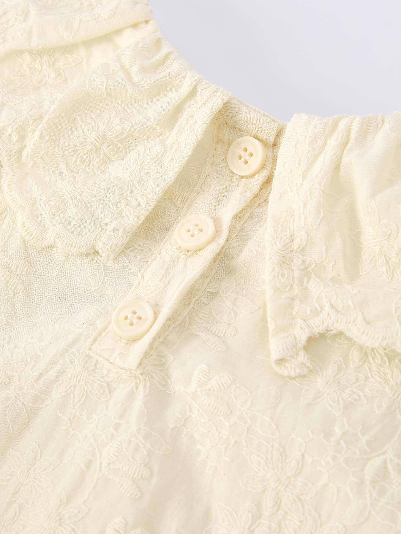 Long-Sleeved Embroidered Baby Doll Collar Dress