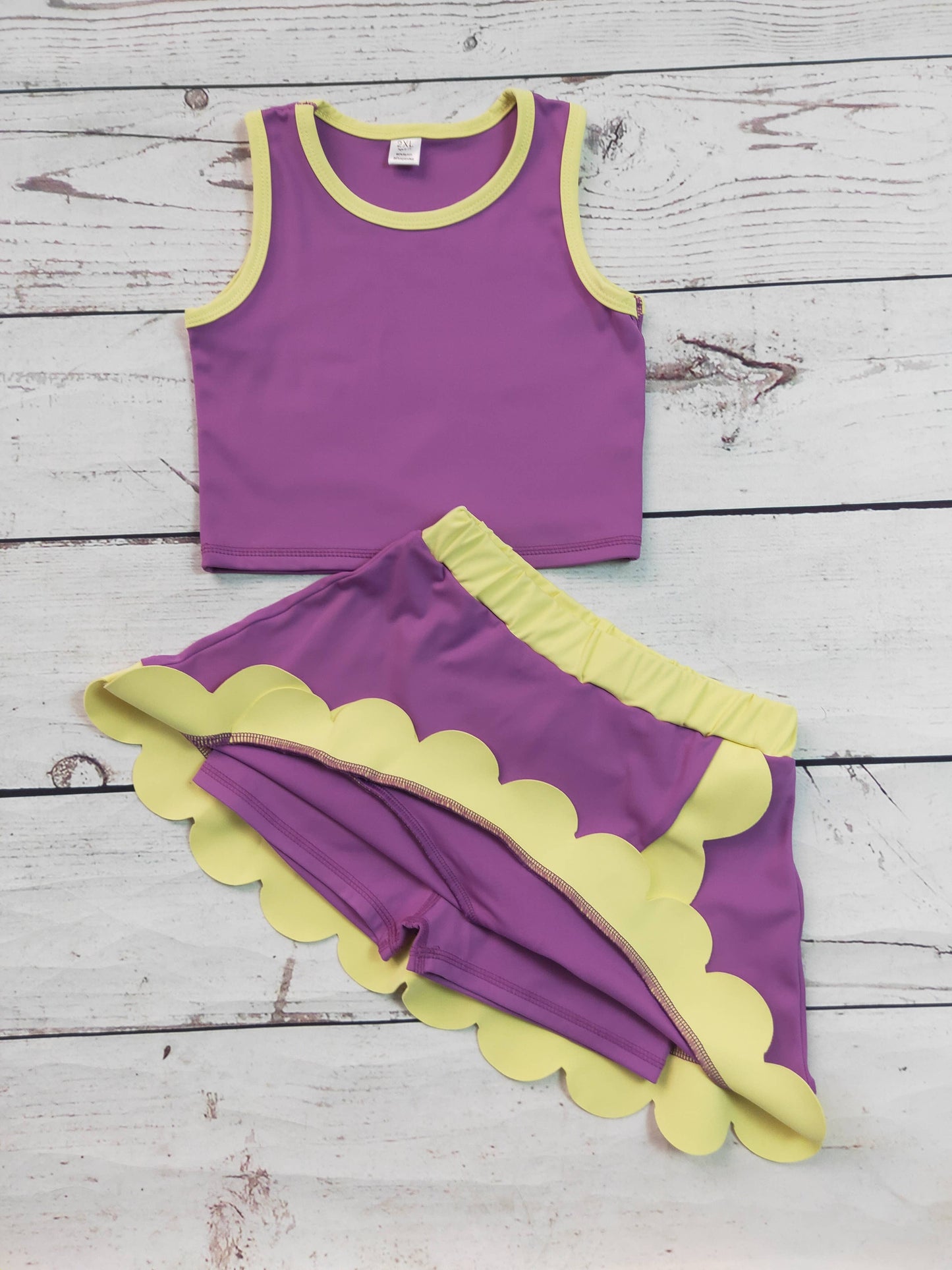 Kids Girls Purple Active Scallop Set