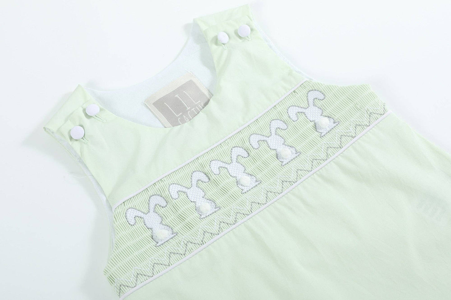 Honeydew Green Bunny Smocked bishp dress