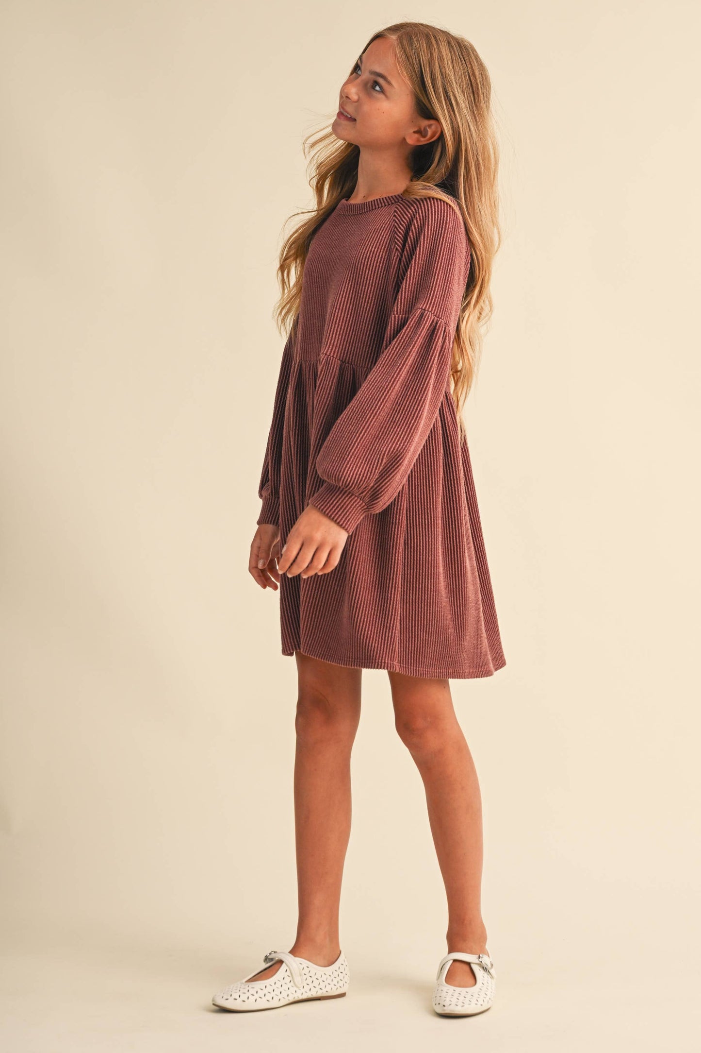 TWEEN KIDS GIRLS BABYDOLL KNIT DRESS (7-14)