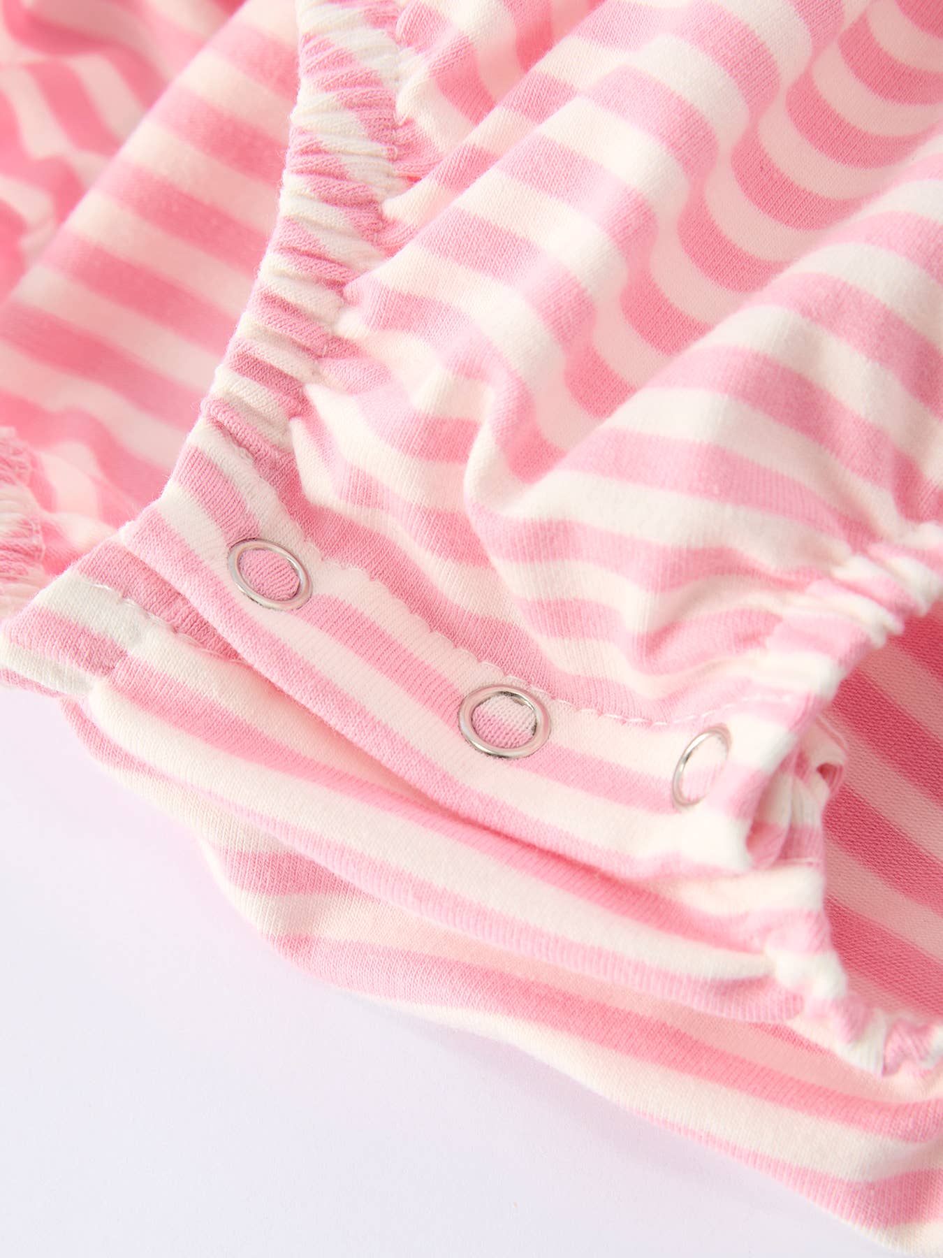 Stripe Girls Romper Bow Smocked Ruffle Sleeve